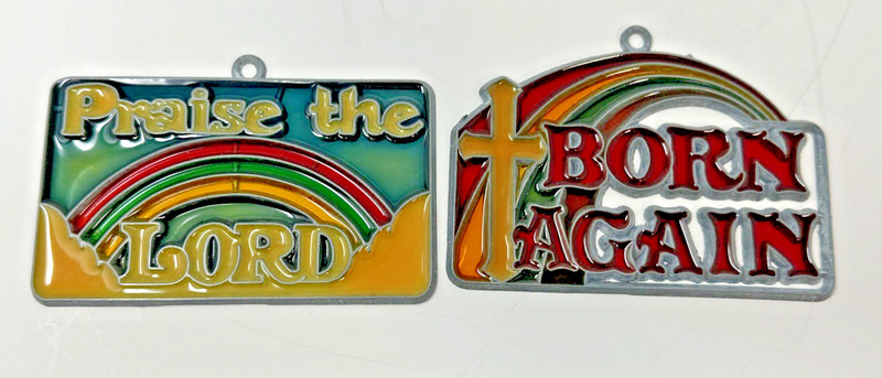 VTG Metal Stained Glass Style Religious Praise Lord Born Window Sun-Catcher