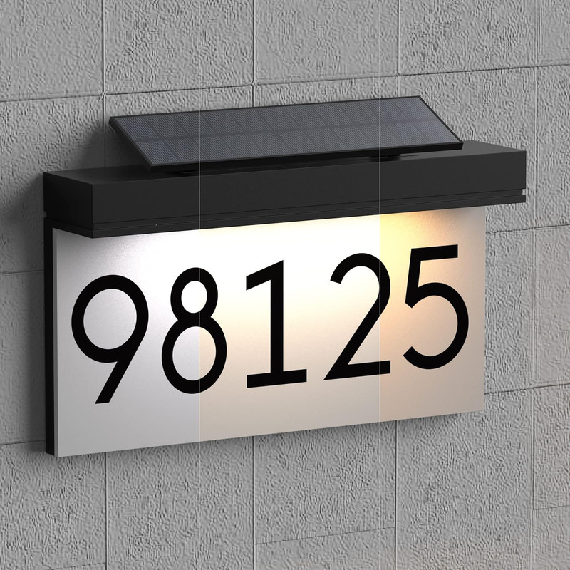 House Numbers Address Plaques for Houses Solar Powered Adjustable Solar Panel, 3