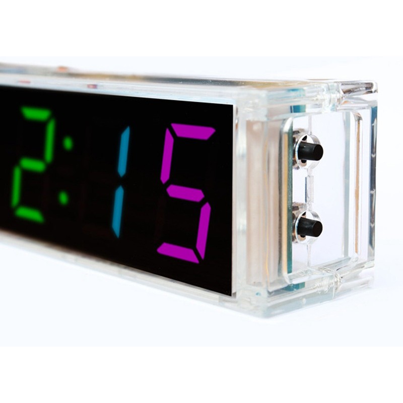 DC5V Digital Colorful LED Electronic Clock DIY kit Soldering Board W/Clear Case gallery