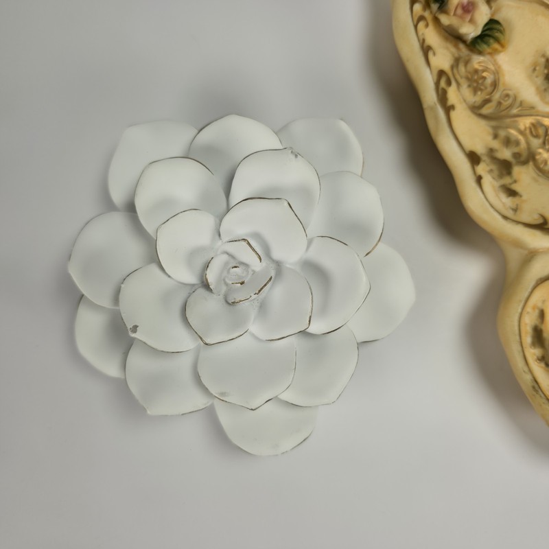 Ceramic Yellow Gold Pink White Green Butterfly Candy Or Trinket Dish + Flower gallery