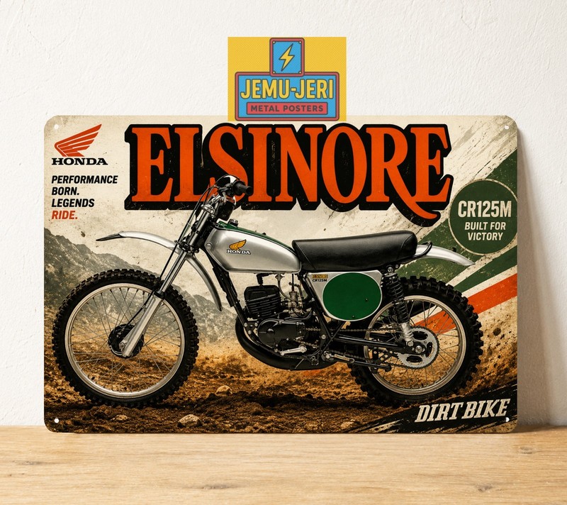 Honda CR125 elsinore Motorcycle Metal Sign 8″x12″in Retro Poster