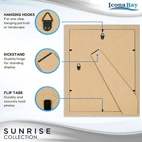 8x0 Mat to 5x7 Solid One-Piece Wood Composite Picture Frame, Modern 1 Black gallery