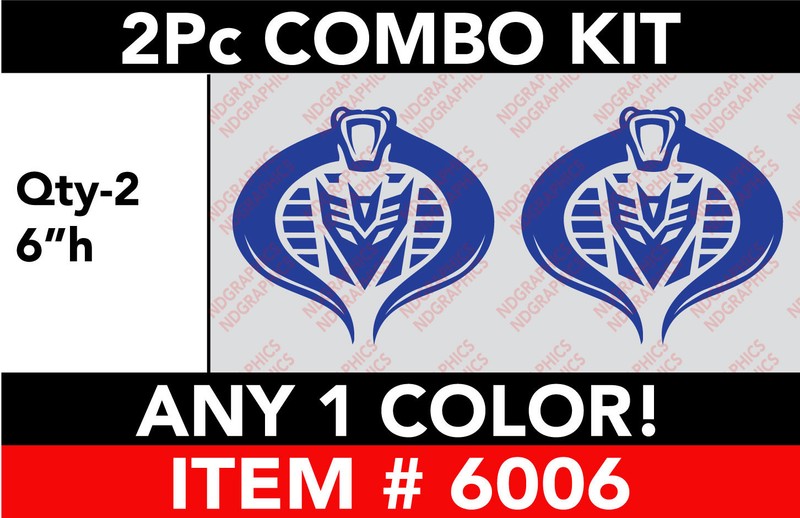 TRANSFORMERS DECEPTICON COBRA 2 Pc 6″ Combo DECAL STICKER ANY 1 COLOR