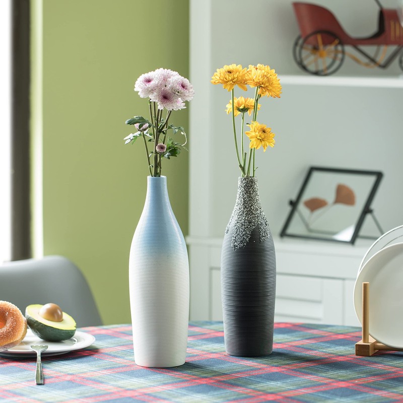 Modern Decorative Ceramic Table Vase Ripped Design Bottle Shape Flower Holder…