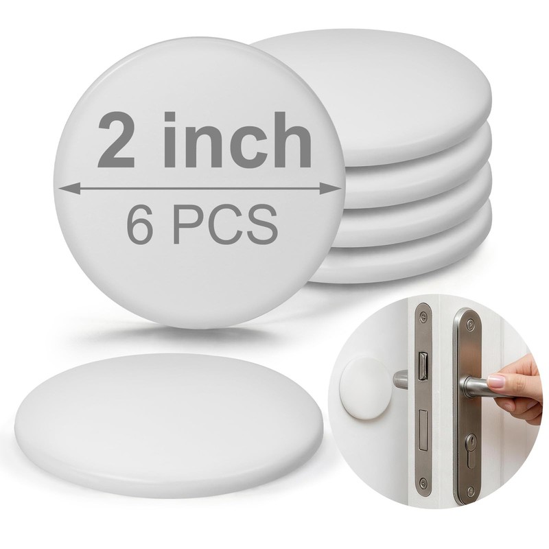 ZUOYIGD White Door Stoppers for Wall, 2″ Self-Adhesive 6 Pack,