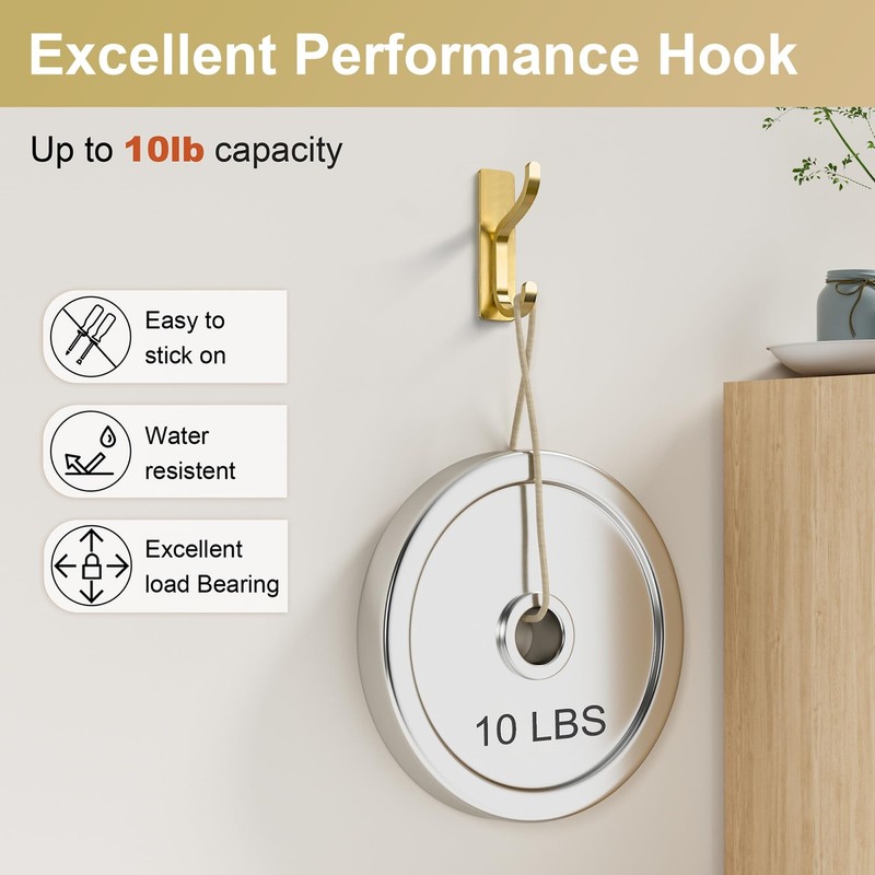 Adhesive Wall Coat Hooks Heavy Duty StickOn Door Hanger, Metal Hook for Hang... gallery