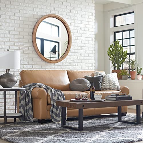 Round Wood Mirror,24 inch Circle Rustic Farmhouse Natural 24"L x 24"W Nature gallery