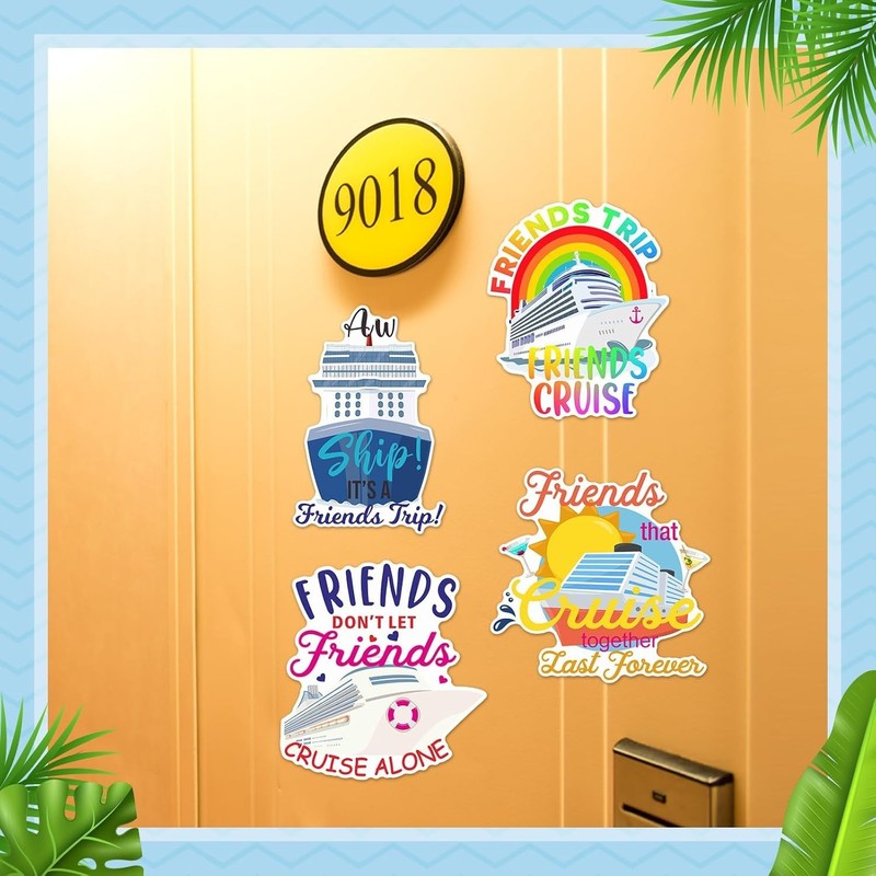 Waterproof Large Cruise Door Decorations - 4 Fun PVC Magnets for Travel gallery