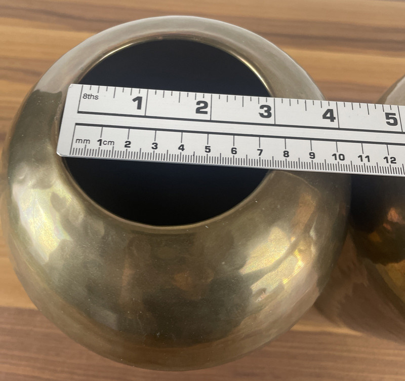 VTG Lot of 2 Hosley Solid Brass Dimpled Hand-Hammered/Dim Vase 12" Made in India gallery