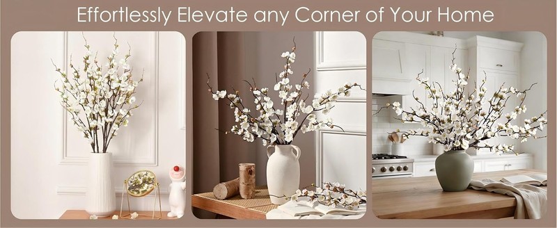 4 Pcs Faux Cherry Blossom Branches, 36'' Cherry Blossom Tree Decor with Long gallery