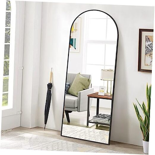 65″x24″ Full Length Mirror, Arch Full Body Floor Mirror, 65″L x 24″W Black