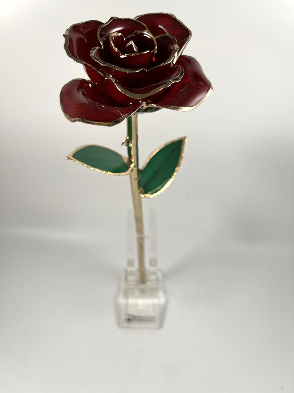 NIB DEFAITH 24K GOLD DIPPED RED WINE ROSE ANNIVERSARY GIFT w/BOX gallery