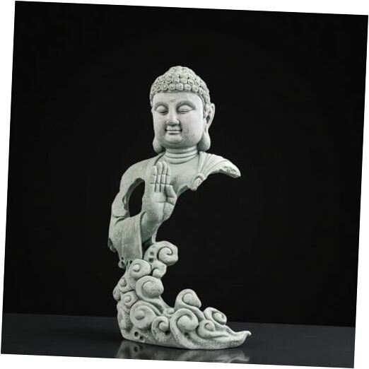 Meditation Buddha Statue, Sandstone Zen Sculpture for Aquarium Fish Tank,