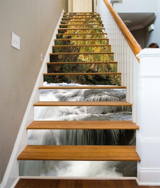 3D Forest River AZ1178 Stair Risers Decoration Mural Vinyl Wallpaper Kay