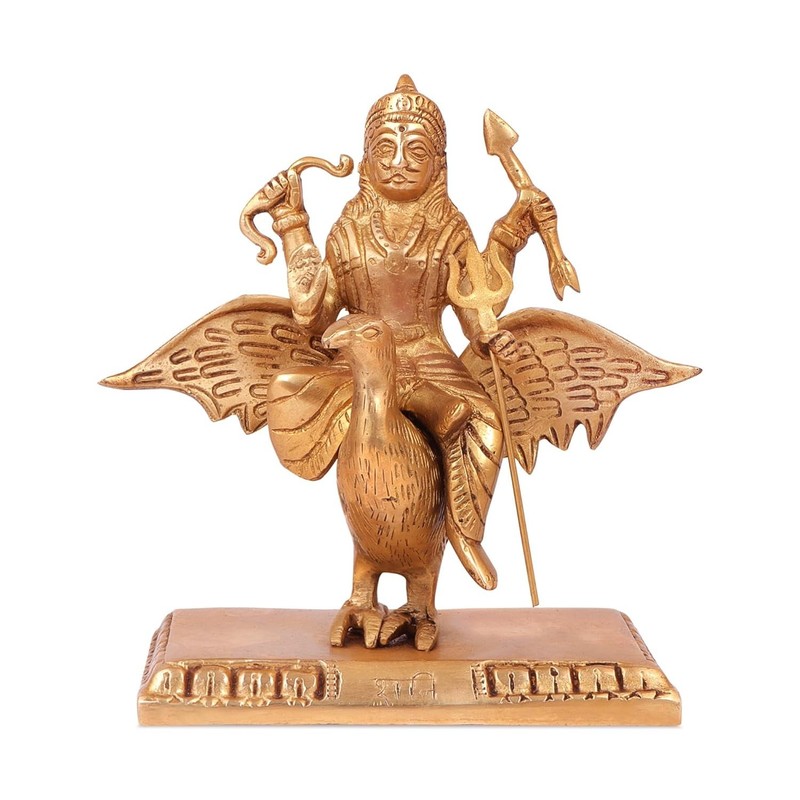 Brass God Shani Dev Idol for Home Decor in Gold Color Height 7 Inch gallery