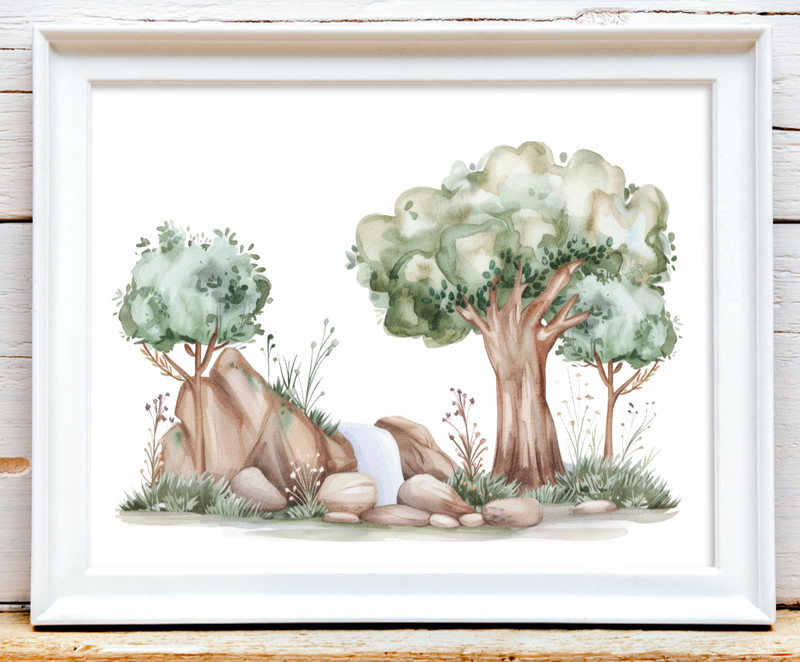 Nursery Art Print, Trees Nursery Wall Art Print, Kids Room Trees Wall Print #52