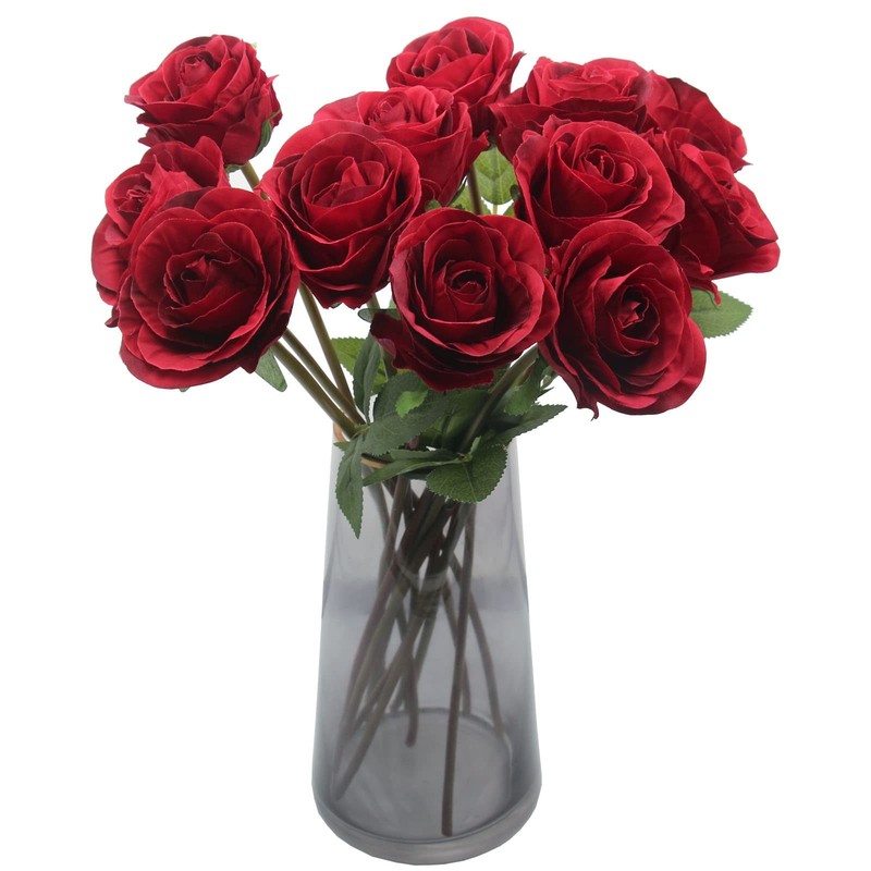 Artificial Roses Flowers for Flower Arrangement, 12 Pcs Silk Red Rose Bouquet…