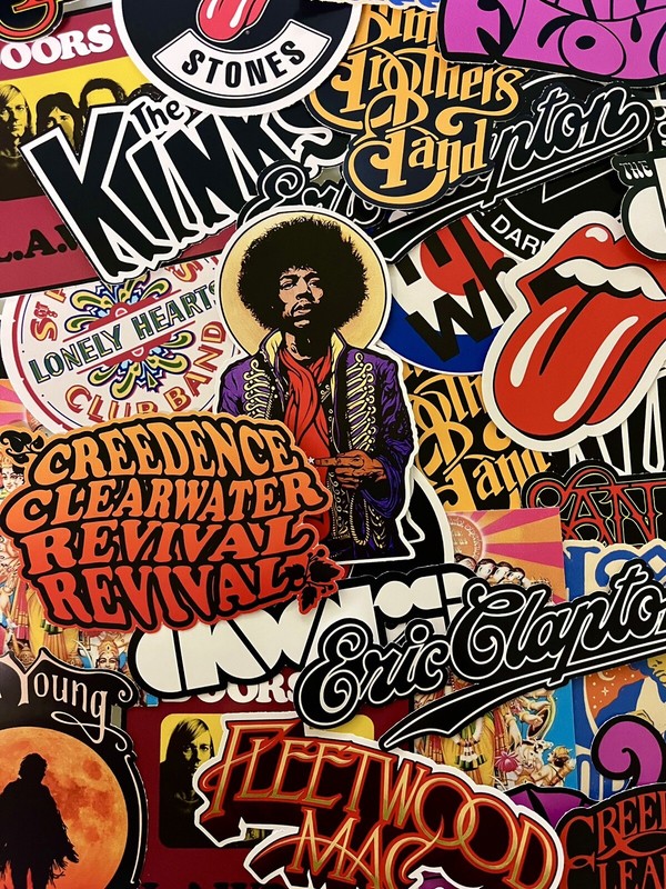 Classic Rock Sticker Pack - Jimi Hendrix, Rolling Stones, The Beatles, The Doors