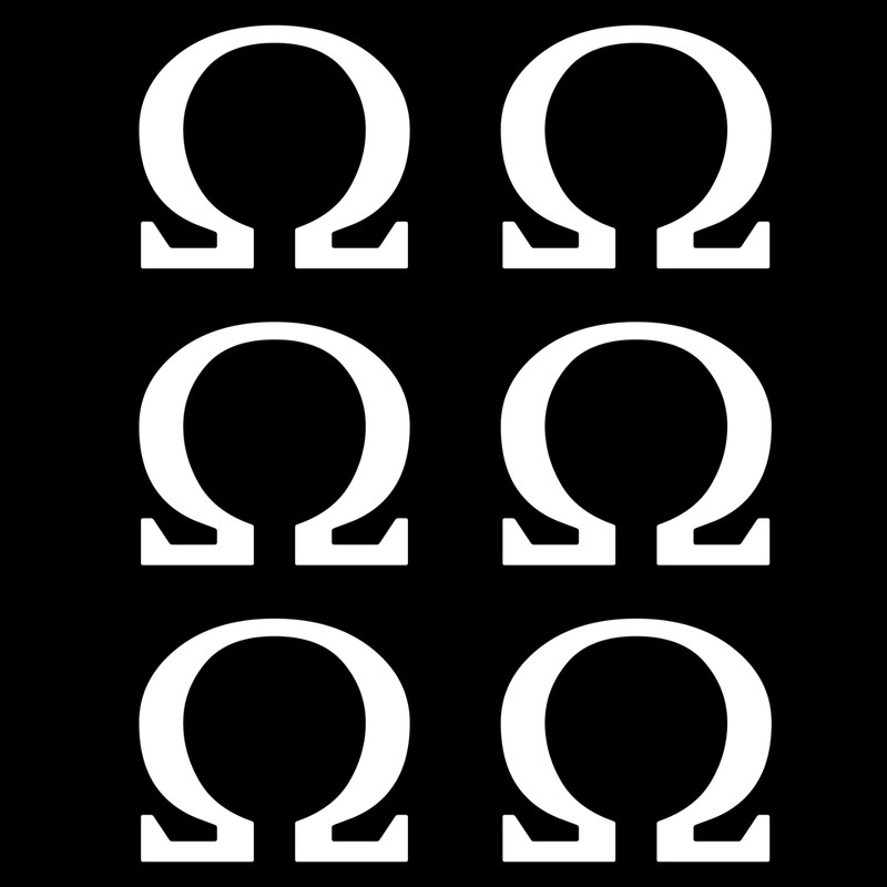 6 Pack Greek Omega Symbol Vinyl Sticker – Decals for Indoor & Outdoor Use