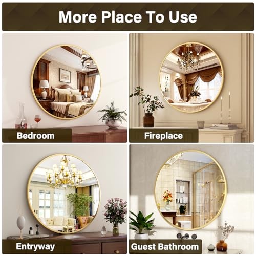 24 Inch Round Mirror - Circle Mirrors for Bathroom, 24"L x 24"W Round-gold gallery