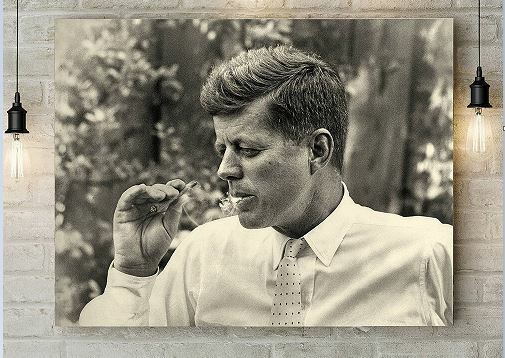 JFK Kennedy Cigar Weird Antique Art print poster with Hippy Pipe free shipping