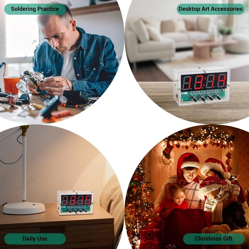 Compact Rechargeable LED Digital Clock Kit - Ideal for DIY Electronics Projects gallery