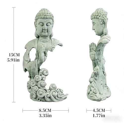 Meditation Buddha Statue, Sandstone Zen Sculpture for Aquarium Fish Tank, gallery