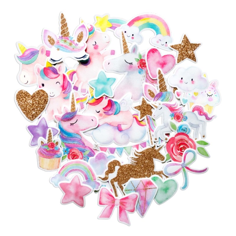 Magical Rainbow Unicorn Stickers (34pcs) - Perfect for Helmets, Water Bottles, C gallery