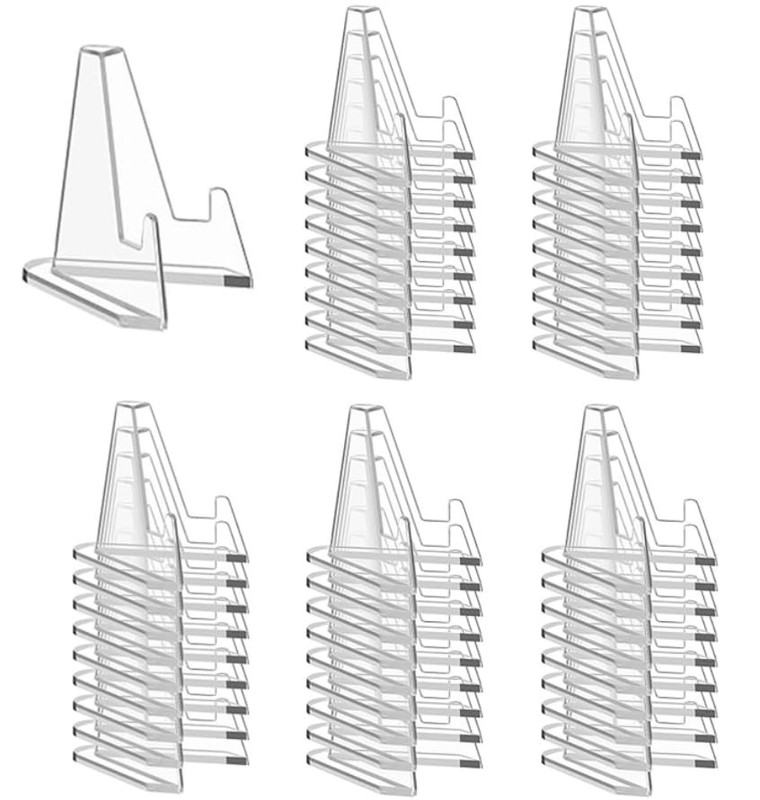 50 Packs Card Display Stand 2.2 inch Acrylic Easel Mini Card Stand for Sports