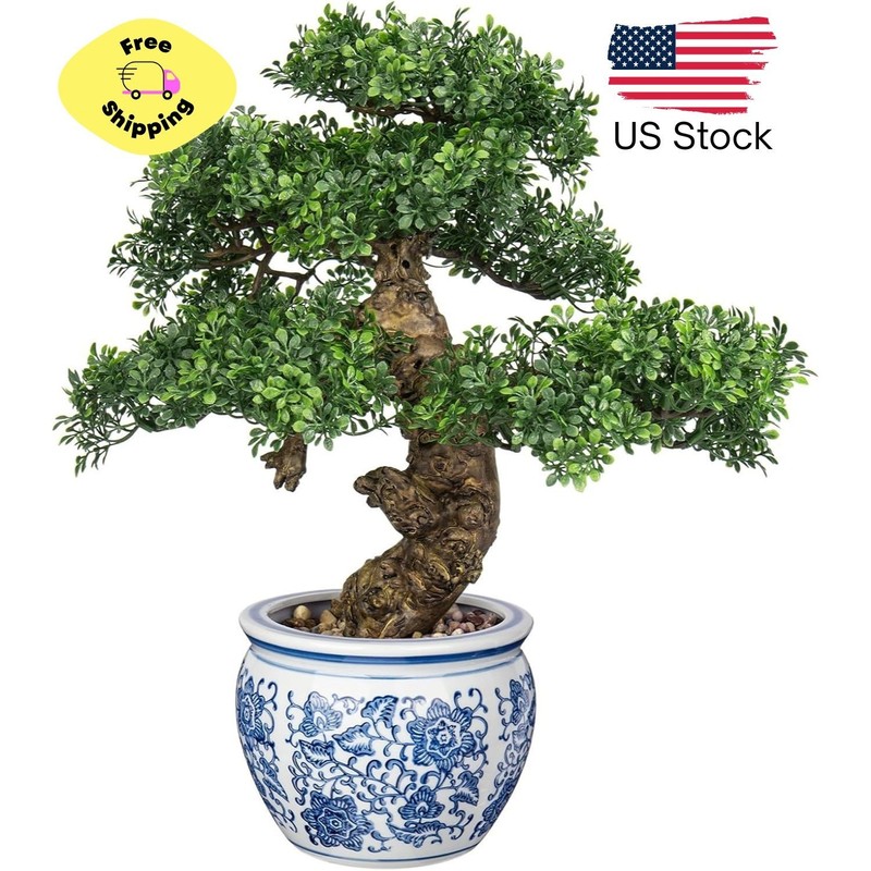 Artificial Bonsai Tree Bonsai Plant 17” Tall Decorated with Pebbles