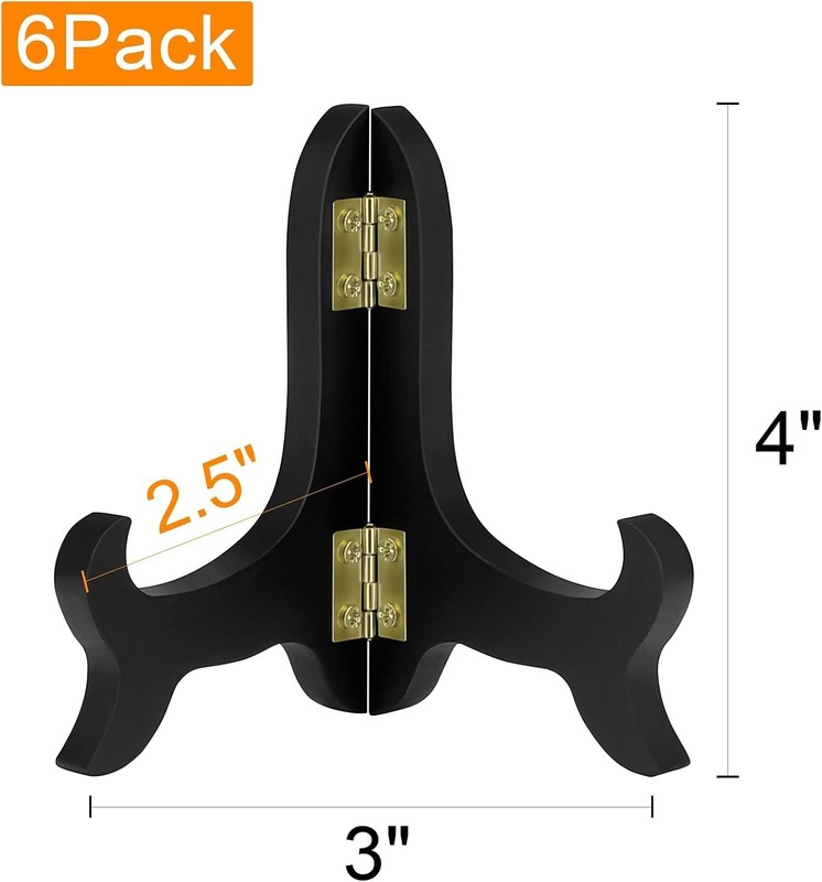6 Pack 4 Inch Wooden Display Stand Plate Easels Holder (Black) gallery