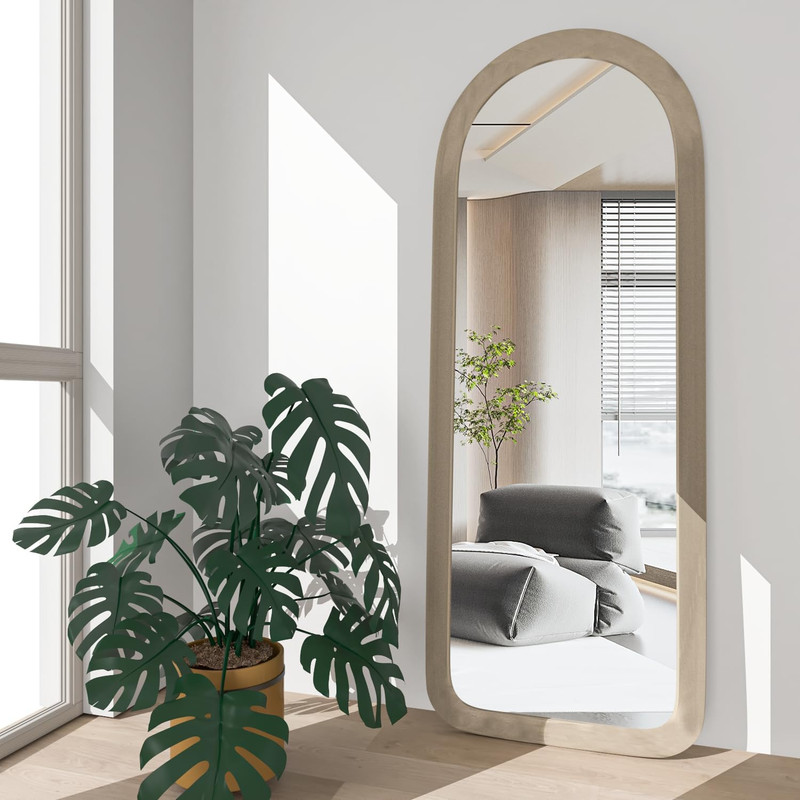 Full Length Mirror 56″X20″ Arch Floor Mirror with Stand Arched Full Body Mirror
