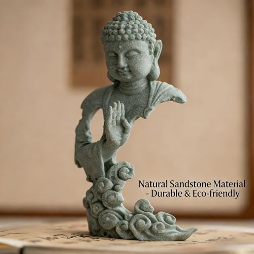 Meditation Buddha Statue, Sandstone Zen Sculpture for Aquarium Fish Tank, gallery