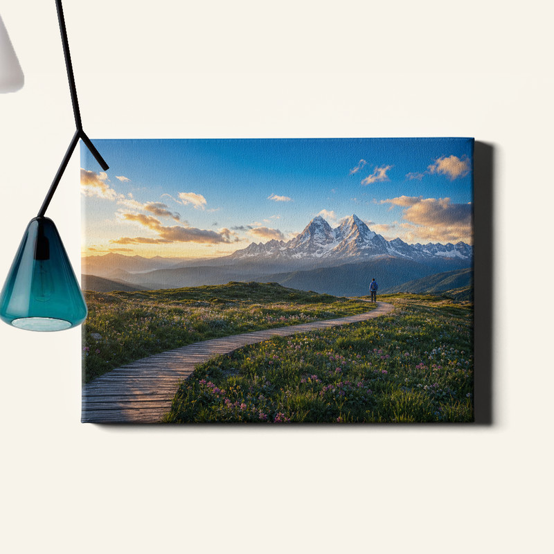 Twin peak mountain hike boardwalk meadow Wall Art scenic trail in highlands