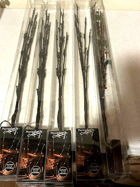 5 Lighted Branch stems with white lights - Battery Operated gallery