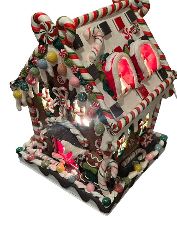 Kurt Adler New 8 5/8-Inch Claydough and Metal Candy House with C7 UL Light gallery