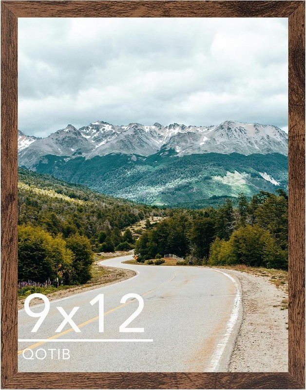 9×12 inc Picture Frame Deep Brown for Wall Hanging or Tabletop Wall Horizontally