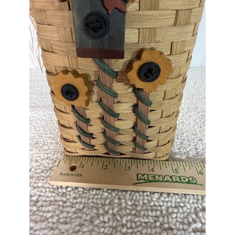 Rustic Woven Wall Basket Birdhouse Sunflower Decor Farmhouse Primitive Handle gallery