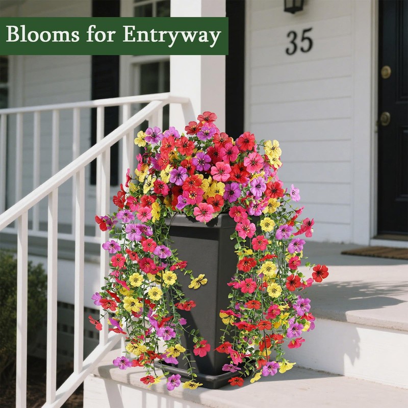 Artificial Flowers for Outdoors, UV Resistant 2 Bundles Fake Silk Flowers for... gallery
