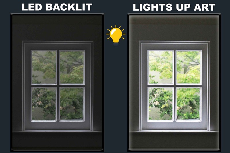 LED Backlit Window View Wall Art Lighted Frame – grey window