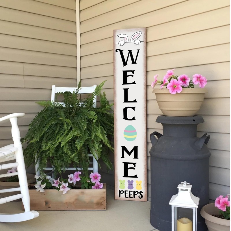Easter Porch Sign Rabbit Front Door Hanging Decorations Wooden Vertical Indoo... gallery
