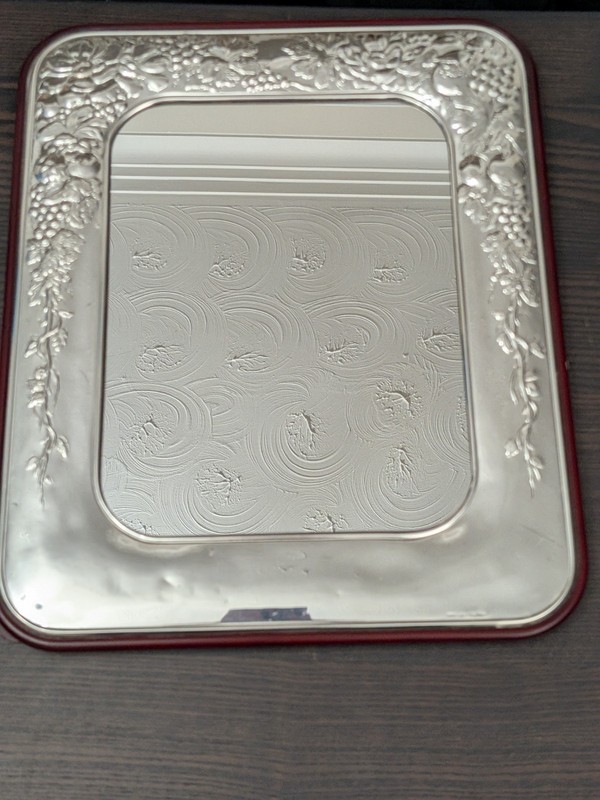 Valenti & Co 925 Silver Photo Frame Polished Wood Backing Changeable Mirror