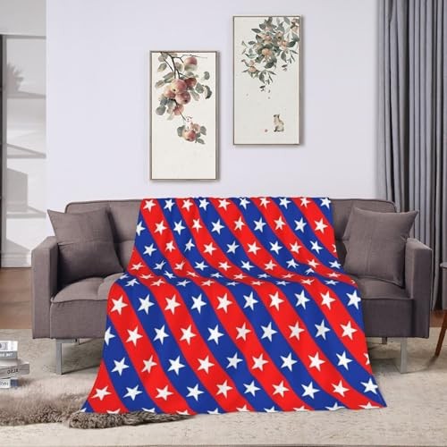 Patriotic Stars Fleece Blanket 50"x 40", Red White Blue 50"x40" Black3-3 gallery