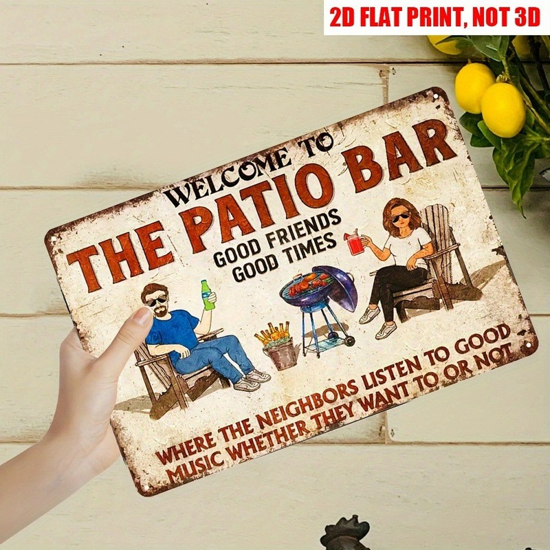 Welcome Patio Bar Sign Backyard Decor Beer Outdoor Bar Barbecue Metal Tin Signs gallery