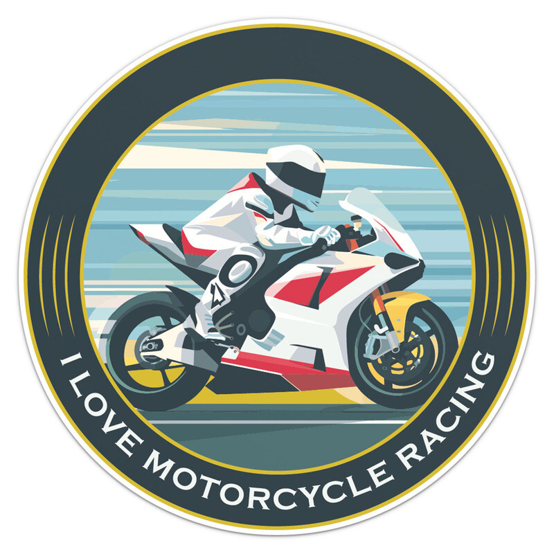 I Love Motorcycle Racing Vinyl Decal Waterproof Car Bumper Sticker