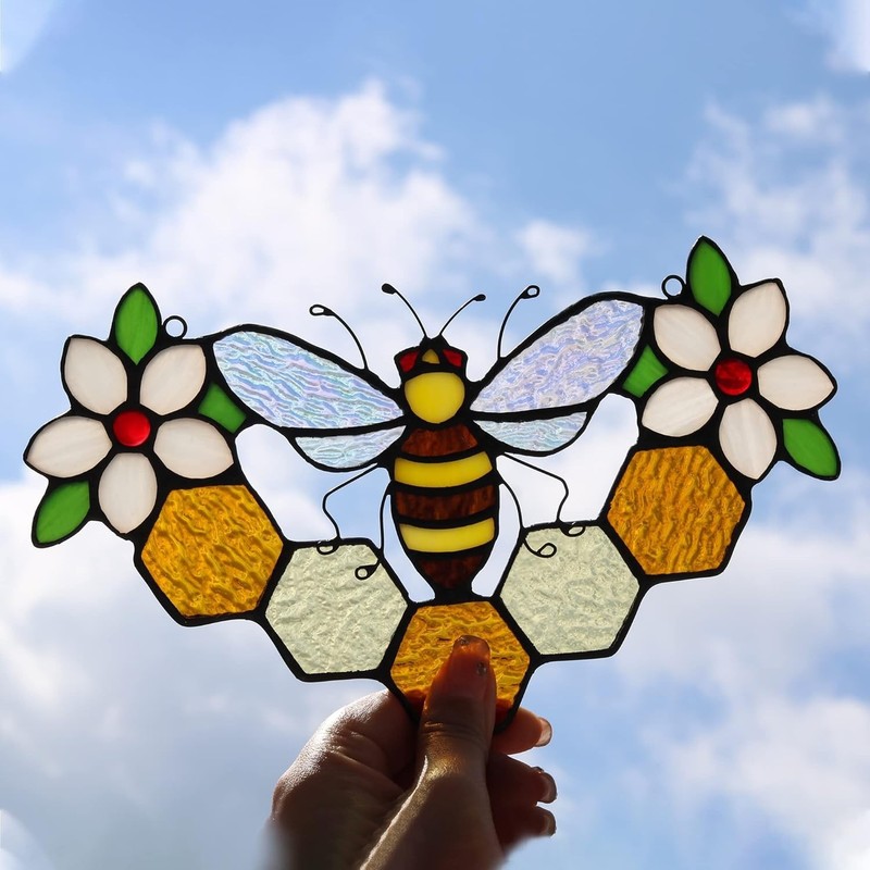 Handcrafted Bee and Flower Suncatcher for All Occasions and Celebrations gallery