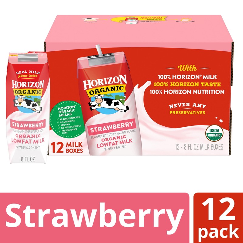 % Low Fat Milk Boxes, Strawberry, 8 fl oz, 12 Pack