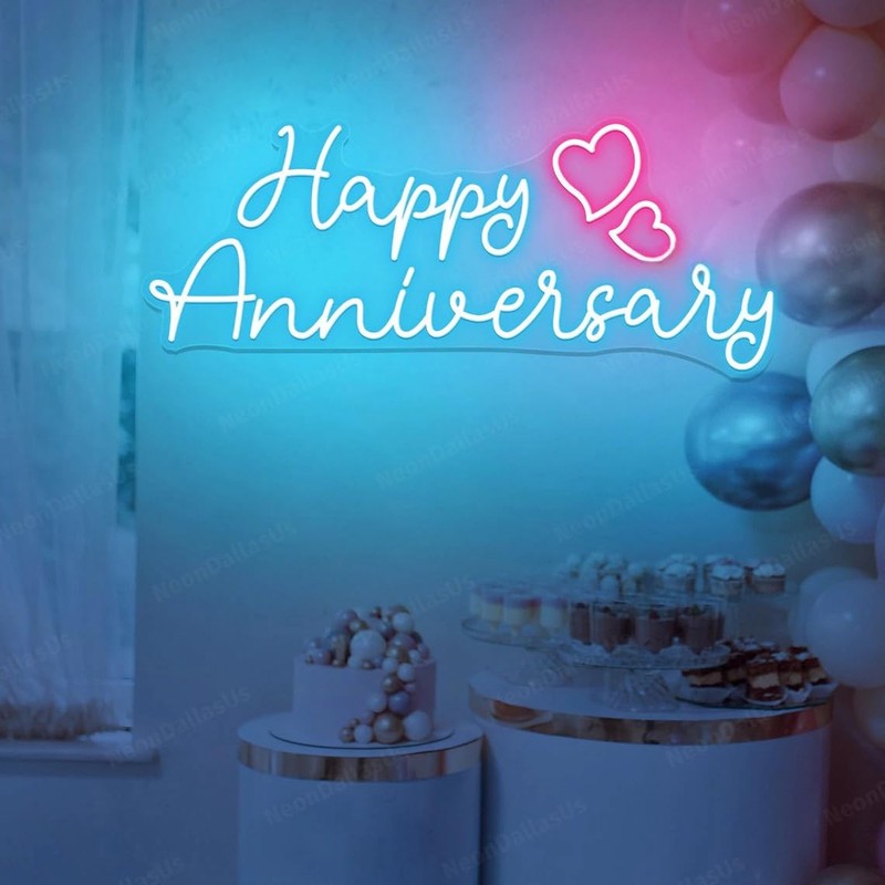 Happy Anniversary Neon Sign Happy Anniversary LED Light Happy Anniversary Sig…