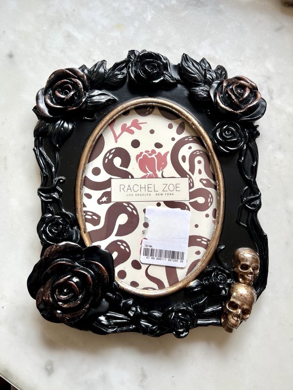 Rachel Zoe Halloween Gothic Black Frame with Bronze Gold Accent Skulls & Roses