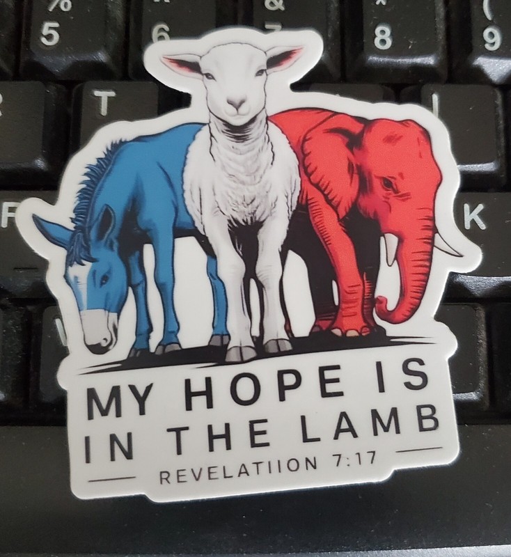 MY HOPE IS IN THE LAMB STICKERS 10-PACK LOT 5 YEAR WARRANTY HEAVY DUTY VINYL